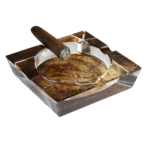 Tobacco Leaf 4 Finger Crystal Ashtray